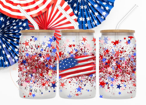 American Flag Glass Jar
