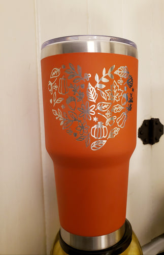 Fall Heart Engraved Tumbler