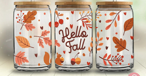 Hello Fall Glass Jar