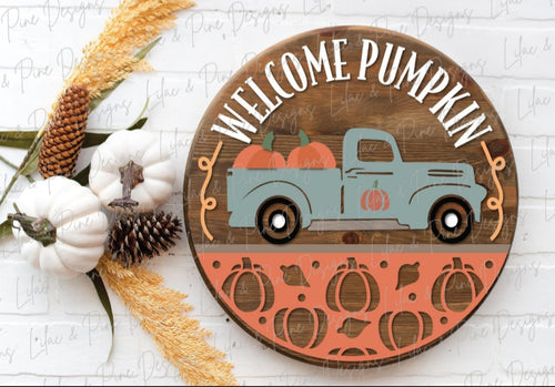 Welcome Pumpkin Truck Door Sign