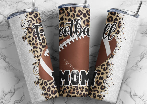 Football Mom With Cheetah Print Tumbler