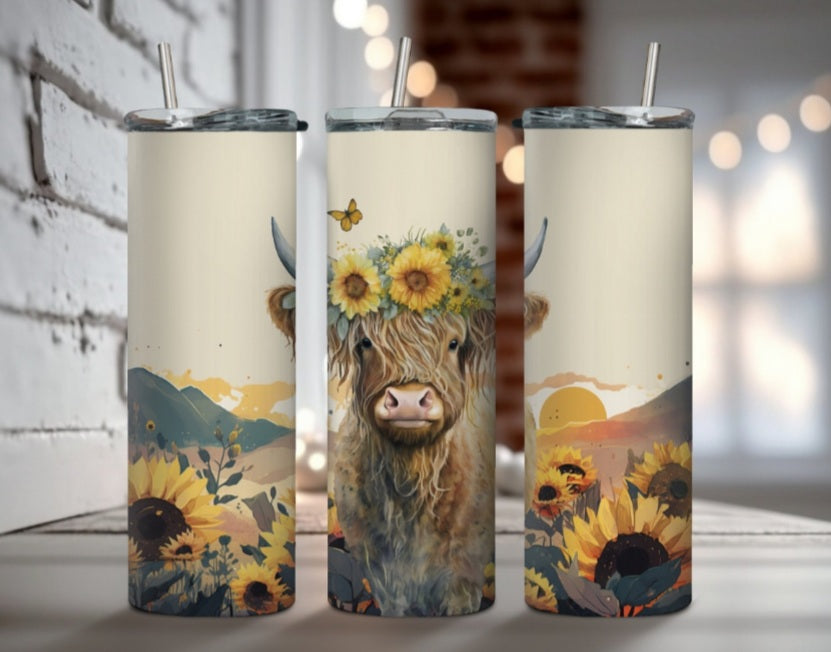 Sunflower Cow Tumbler