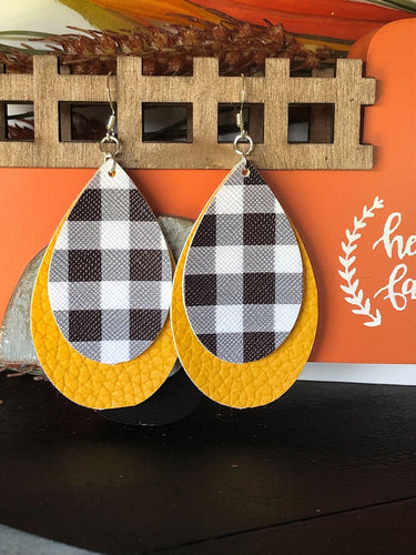 Plaid and yellow earrings