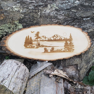 Live Edge Lake Scene Engrave