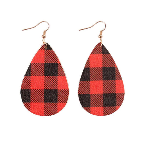 Red and black plaid earrings