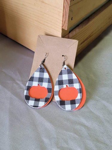 Pumpkin and Plaid Earrings