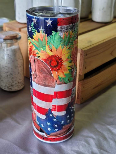 Sunflower and Cowgirl Boots Tumbler